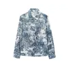 Comércio Exterior Transfronteiriço Novos Produtos Primavera e Verão Estilo Europeu e Americano Conjunto Duas Peças Feminino com Camisa Estampada Solta de Manga Longa e Calças