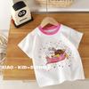 Camiseta de manga corta para niña verano 2025 nueva ocio infantil estilo extranjero oso manga media infantil una generación de cabello