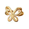 Anillo Abierto de Mariposa de Lujo Ligero para Mujer, Moderno y Único, Anillo de Acero Inoxidable Chapado en Oro, Joyería de Comercio Exterior Transfronterizo