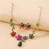 Collar de gota de flor con incrustaciones de diamantes de aguja de plata transfronterizo europeo y americano, cadena para la clavícula estilo corte vintage, joyería de lujo ligero de alta gama para mujer