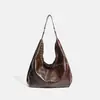 Bolso Hobo Minimalista, Bolso de Hombro Estilo Vintage con Acentos de Ojal Circular, Bolso de Axila Coreano de Gran Capacidad, Bolso Tote de Cuero Relajado