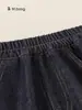 Pantalones Cargo de Mezclilla Suave Bangxuan Ropa Infantil Pantalones Rectos Sueltos de Bloques de Color para Niñas Niños Pantalones Largos Jeans Infantiles