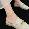 Tobillera de Moda Transfronteriza de Estilo Coreano Sencilla y Exquisita de Gama Alta para Mujer con Colgante de Mariposa de Perla de Doble Capa y Tobillera de Concha Joyería para el Pie