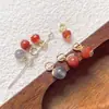 Pingente de Pedra Natural Boa Sorte Pequeno Caqui Design de Lanterna Tradicional Cor Dourada 18K Cobre Conserva de Cor Banhado a Ouro DIY Artesanal Miçangas