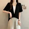 Camisa de Manga Corta Patchwork Falso de Dos Piezas Talla Grande para Mujer Estilo Verano 2026 Estilo Francés Delgado Versátil Blusa Top