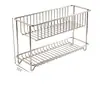 Estante de baño de acero inoxidable, estante organizador de encimera de baño, estante de almacenamiento de doble capa con drenaje para esquina de lavabo