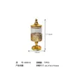 Pote de Armazenamento Estilo Europeu Selado Esculpido com Borda Dourada e Tampa, Pote à Prova de Poeira para Lanches, Pote Decorativo de Luxo Leve para Mesa de Centro da Sala de Estar