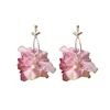 Pendientes de Flor de Tela Estilo Coreano con Aguja de Plata, Estilo Dulce y Fresco, Lujo Ligero, Sensación de Alta Gama, Diseño Único