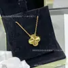 Colar de Joias Van Gogh High-End V Gold Trevo de Quatro Folhas Ágata Vermelha Banhado a Ouro 18K Corrente de Clavícula Exquisita e Fashion para Mulheres, Estilo Nicho de Luxo Leve