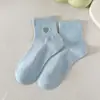 Meias Femininas Finas de Verão com Bordado de Coração Malha Respirável Algodão Meia-Calça Curta Esportiva Absorvente de Suor Versátil Meias Sem Costura