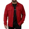 Nueva Chaqueta Abrigo Casual de Hombre Amazon Transfronterizo Otoño Waffle Color Sólido Bolsillo Manga Larga