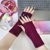 Guantes de lana de punto de moda 2024, de medio dedo, con mangas cortas y dedos con fugas, estilo universitario, para niñas, cálidos protectores de muñeca.