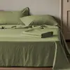 Sábana de algodón 100% algodón lavado color liso pieza individual, Funda de almohada 100% algodón, Juego de tres piezas para cama doble o individual en dormitorio estudiantil