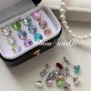Pendientes grandes, brillantes y brillantes con forma de gusano de oreja de 8 mm con diamantes redondos brillantes, con personalidad femenina, exagerados y atractivos.