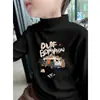 Ropa interior térmica de felpa cepillada para niños, cuello semi-alto, cálida para niños, top para bebé Otoño/Invierno, versátil para Otoño, ropa interior casual
