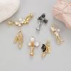 Botón de collar de perlas chapado en oro, botón de todo fósforo, cadena de suéter, hebilla de conexión, hebilla de flor de circón, accesorios hechos a mano para bricolaje, venta al por mayor