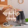 Conjunto de Verano para Niños Estilo Coreano Ropa para 1-5 Años, Ropa de Verano Elegante y de Moda con Estampado de Letras Conjunto de Dos Piezas de Manga Corta