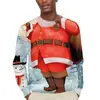 Europa Transfronteriza Sudadera con Capucha Redonda Divertida de Papá Noel Impresión 3D para Hombre Primavera Otoño Holgada Manga Larga Pulóver Comercio Exterior