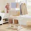 Estante de Secagem de Roupas de Chão Multifuncional de Três Camadas de Fábrica Suporte de Toalha de Banheiro Estante de Secagem de Roupas Estante de Armazenamento Dobrável Móvel