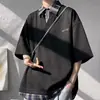 Camiseta Manga Curta Patchwork Color Blocking Falsa Duas Peças para Homem, Tendência de Verão Estilo Americano Solta Cleanfit Camiseta Meia Manga para Casal