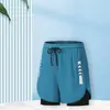 Calça Esportiva Masculina Falsa de Duas Peças Verão Fina Secagem Rápida Respirável Solta Casual Shorts Roupa Externa Masculina Marca Tendência