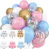 Conjunto de Balões de Látex Azul e Rosa de 12 Peças Mais Vendido Transfronteiriço, Redondo e Espessado, para Festas de Aniversário e Decorações de Casamento