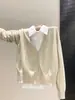 Cárdigan de Punto Estilo Coreano 2026 Nuevo Conjunto de Moda Camisa Falsa de Dos Piezas Diseño de Retazos Suéter A14642