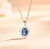 Anillo S925 Más Vendido Transfronterizo Collar con Colgante de Zafiro para Mujer Pendientes de Cadena para Clavícula Elegantes y Modernos Joyería Versátil
