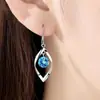 Pendientes de plata sencillos con circonitas, pendientes de perla de amor giratorios para mujer, pendientes de longitud media para mujer, pendientes de moda invertidos