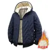 Jaqueta casual com capuz forrada de fleece de algodão com grafeno para exportação transfronteiriça, casaco de algodão masculino de inverno espesso e quente, estilo moderno