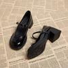 Sapatos de Uniforme JK com Solado Grosso, Salto Grosso e Boca Rasa com Saia, Estilo Britânico Retrô, Mary Jane, Sapatos Pequenos de Couro para Mulheres, Novo Estilo 2025
