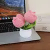 Planta de tulipán mullida de hilo tejido transfronterizo en maceta flor artificial planta de escritorio de oficina regalo para el Día del Maestro