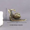 Ornamento de caracol para mesa de escritório em latão, acessório de animal de estimação de chá em bronze antigo, presente artesanal, peça decorativa de mão, estilo retrô personalizado