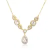 Collar Popular Transfronterizo de Zirconia Gota de Agua, Joyería de Lujo Ligero de Nicho Completamente Incrustada en Diamantes para Mujer, Accesorios de Joyería de Diseño de Alta Gama
