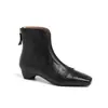 Botines vintage de piel de oveja marrón estilo francés, comercio exterior transfronterizo, punta cuadrada, tacón grueso, cremallera trasera, botas negras para mujer, botas Martin de otoño e invierno