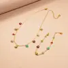 Colar de Clavícula Europeu e Americano com Zircônia em Forma de Gota de Óleo, Flor da Sorte, Joaninha Colorida, Moda de Alto Padrão, Colar Elegante de Nicho para Mulheres