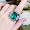 Anillo de diamante esmeralda de alta gama para transmisión en vivo de celebridades de Internet, anillo de tesoro de color diamante Finda, azul real de diamante completo, industria pesada, lujo
