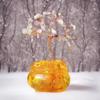 Cascalho de citrino natural Esmalte Yuanbao Treasure Basin Enfeites de árvore da fortuna Artesanato de cristal Enfeites de mesa para casa
