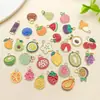 Mezcla de 30 Modelos de Frutas Simuladas en Miniatura con Goteo de Aceite, Sandía, Lichi, Mango, Uva, Plátano y Otros Accesorios de Joyería con Colgantes de Aleación