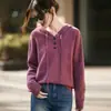 Otoño e Invierno Nuevo Sudadera con Capucha y Cordón de Punto de Lana Peinada de Punto Cruzado Suéter de Manga Larga para Mujer Top Holgado para Mujer Ropa Interior para Mujer