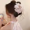 Pasador de Flor de Perla Camelia de Gama Alta y Suave para Mujer, Lujo Accesible Elegante Pasador, Pasador Pasador en la Parte Posterior de la Cabeza, Accesorio para el Cabello Pasador