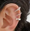 Moda Popular Transfronteiriça Elegante Simples Cravejado com Diamante Geométrico em Forma de C Torcido Sem Furo Clipe de Orelha Conjunto de 3 Peças Tendência Estilo Clássico