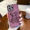Funda de teléfono móvil de oso con purpurina de arena movediza electrochapada de una sola pieza para Apple 15PROMAX tendencia 14 funda blanda 11 personalidad XR
