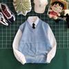 Chaleco de Punto sin Mangas con Cuello en V para Primavera y Otoño para Hombre JK/DK Pareja Holgado Coreano de Moda Chaleco Base para Hombre