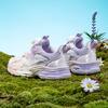 HOBIBEAR resort de red zapatos de botón para niñas zapatilla de doble malla corazón de descanso suela suave zapatillas de correr una generación de pelo