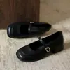 Zapatos de tacón grueso estilo francés de corte bajo 2026 Nuevo estilo de otoño Temperamento Casual Punta cuadrada Versátiles Retro Zapatos Mary Jane de una correa para mujer