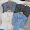 Elegante chal de punto, estilo coreano, nueva prenda exterior de primavera y otoño para mujer, chal de color liso, chal versátil de lana tejida, al por mayor