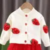 9 nuevos vestidos de punto para niños, vestido floral hecho a mano con temática de frutas para niñas, conjunto de ropa de moda para bebés y niños