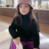 [en stock Suéter para Niños y Niñas Otoño e Invierno Camisa Base Interior Color Sólido Imitación de Visón Cuello Alto Una Pieza Terciopelo Cálido Tejido