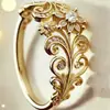 Anillo vintage HuaJie de venta caliente transfronteriza en Temu, estilo retro con diseño floral hueco tallado e incrustaciones de circonita para mujer